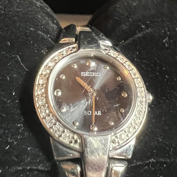 Seiko Women's Core 22mm Steel & Crystal Solar Black Dial Analog Watch - Picture 4 of 5